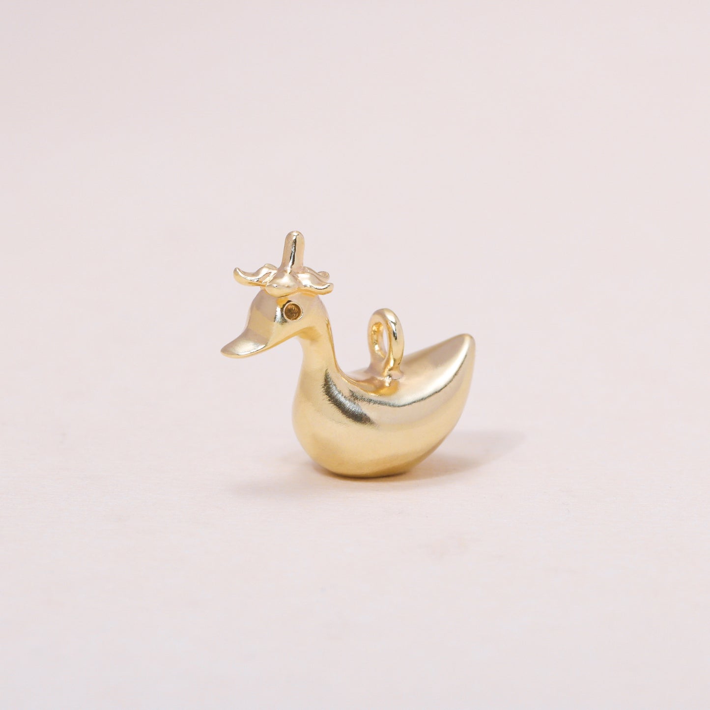 Baby Flower Hat Duckling Charm Necklace 14K Solid Gold