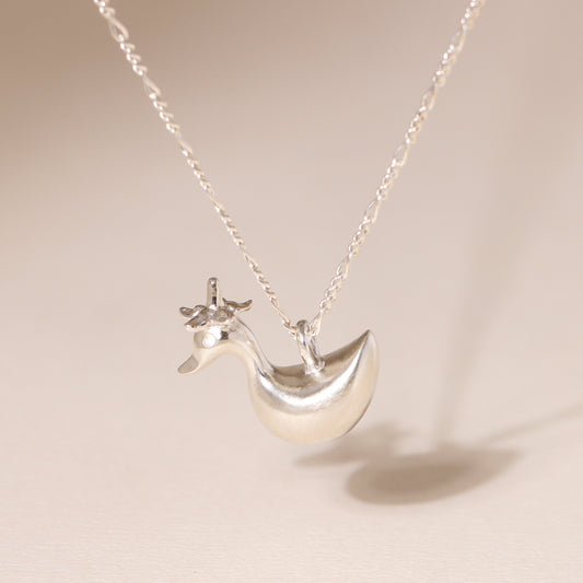 Baby Flower Hat Duckling Charm Necklace