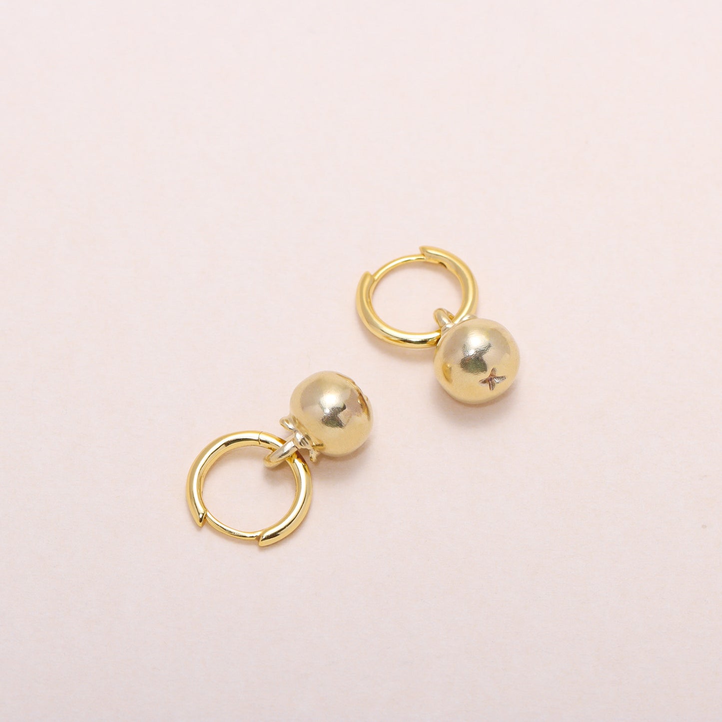 Blueberry Hoop Earrings 14K Solid Gold