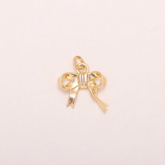 Bow Charm Necklace 14K Solid Gold