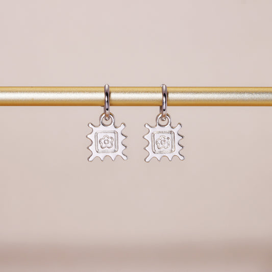 Flower Stamp Hoop Earrings