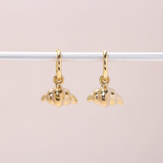 Freshly-Baked Croissant Hoop Earrings 14K Solid Gold