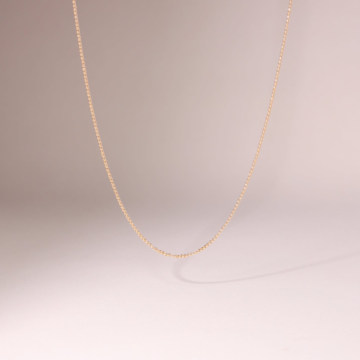 14K Solid Gold Rolo Chain Necklace