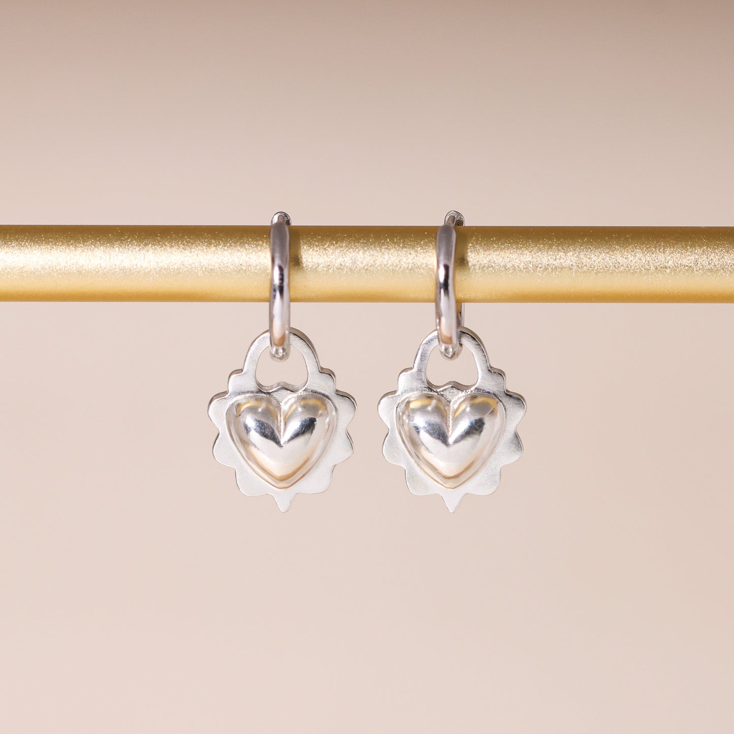 Ruffled Love Heart Hoop Earrings