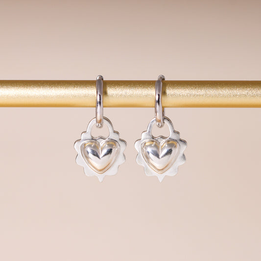 Ruffled Love Heart Hoop Earrings