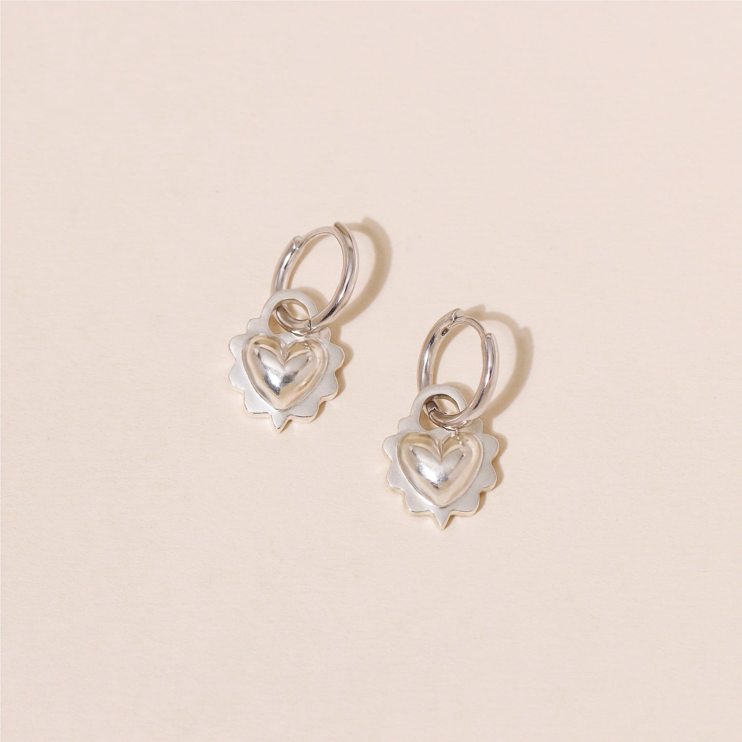 Ruffled Love Heart Hoop Earrings
