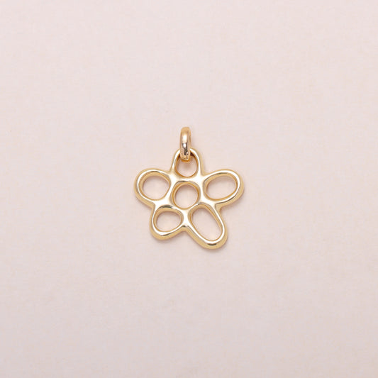 Hollow Flower Charm Necklace 14K Solid Gold