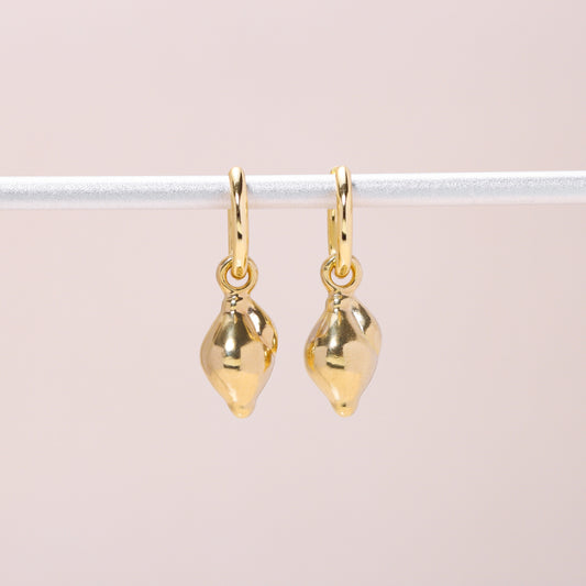 Lemon Hoop Earrings 14K Solid Gold