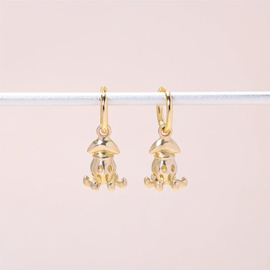 Little Squid Hoop Earrings 14K Solid Gold