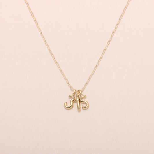Lucky Number Charm Necklace 14K Solid Gold