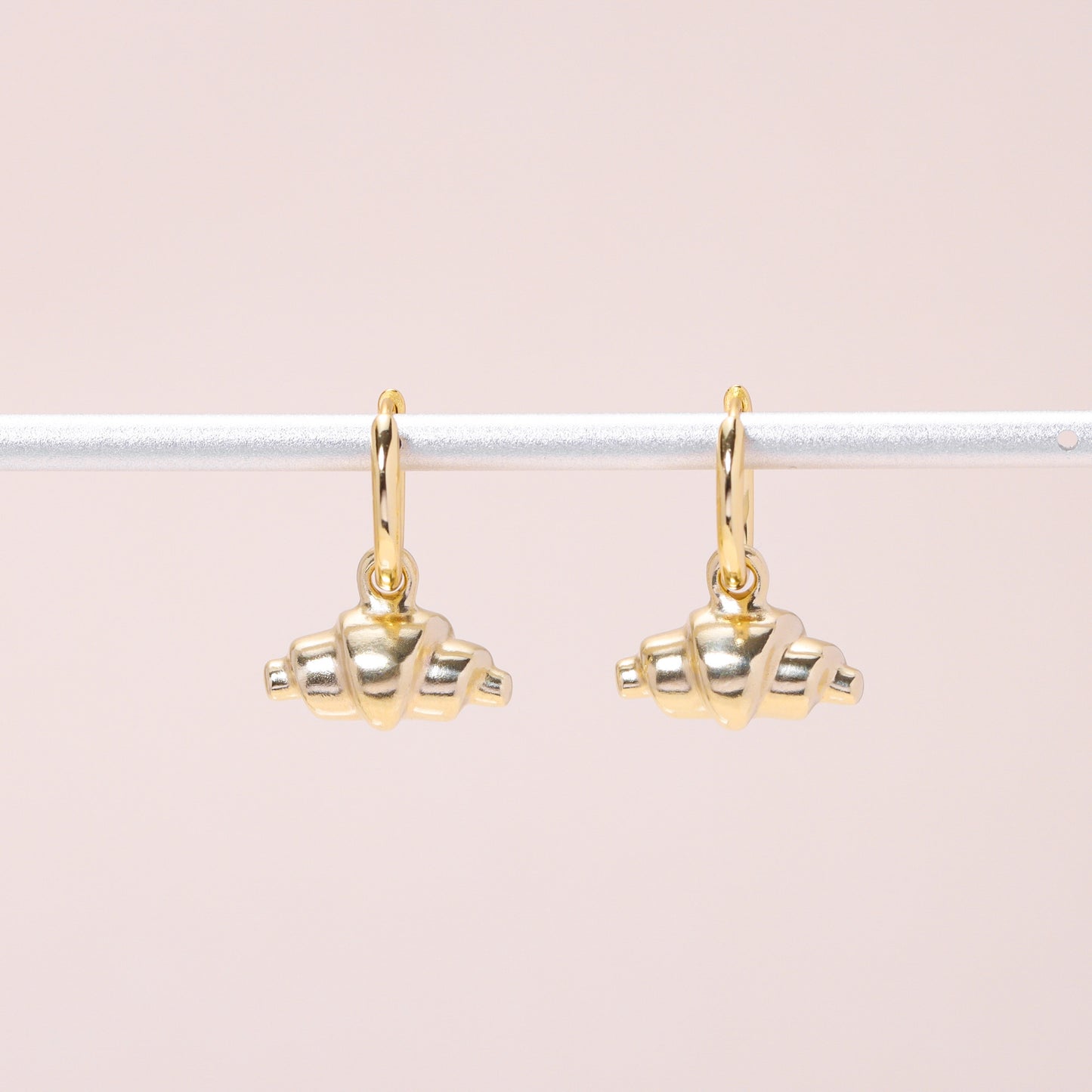 Pre-Baked Croissant Hoop Earrings 14K Solid Gold