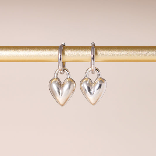 Puffy Heart Hoop Earrings