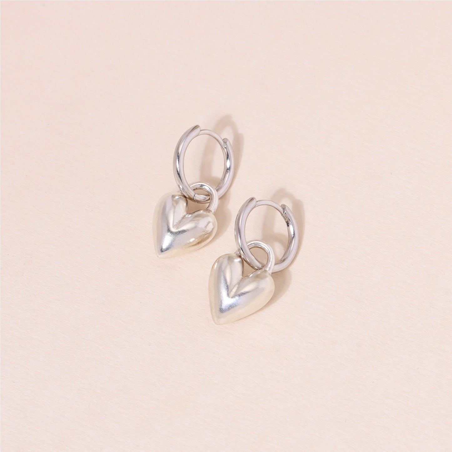 Puffy Heart Hoop Earrings