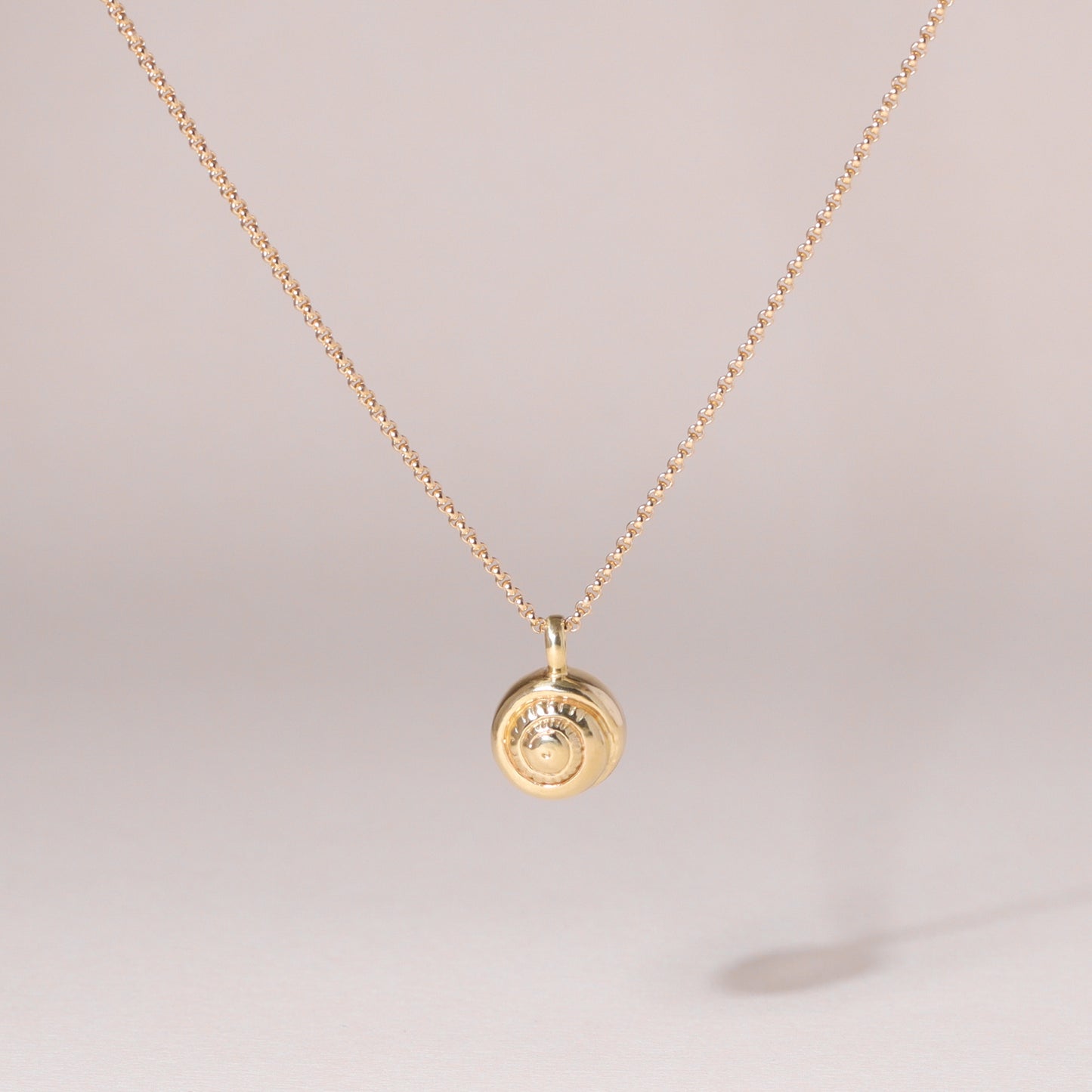 Swirl Shell Charm Necklace 14K Solid Gold