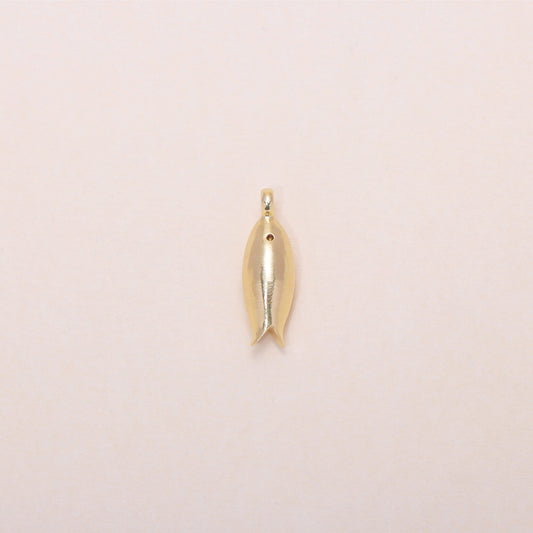 Little Sardine Charm Necklace 14K Solid Gold