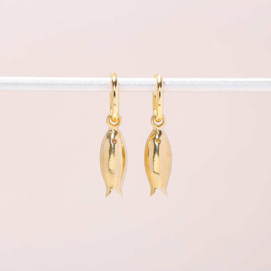 Little Sardine Earrings 14K Solid Gold