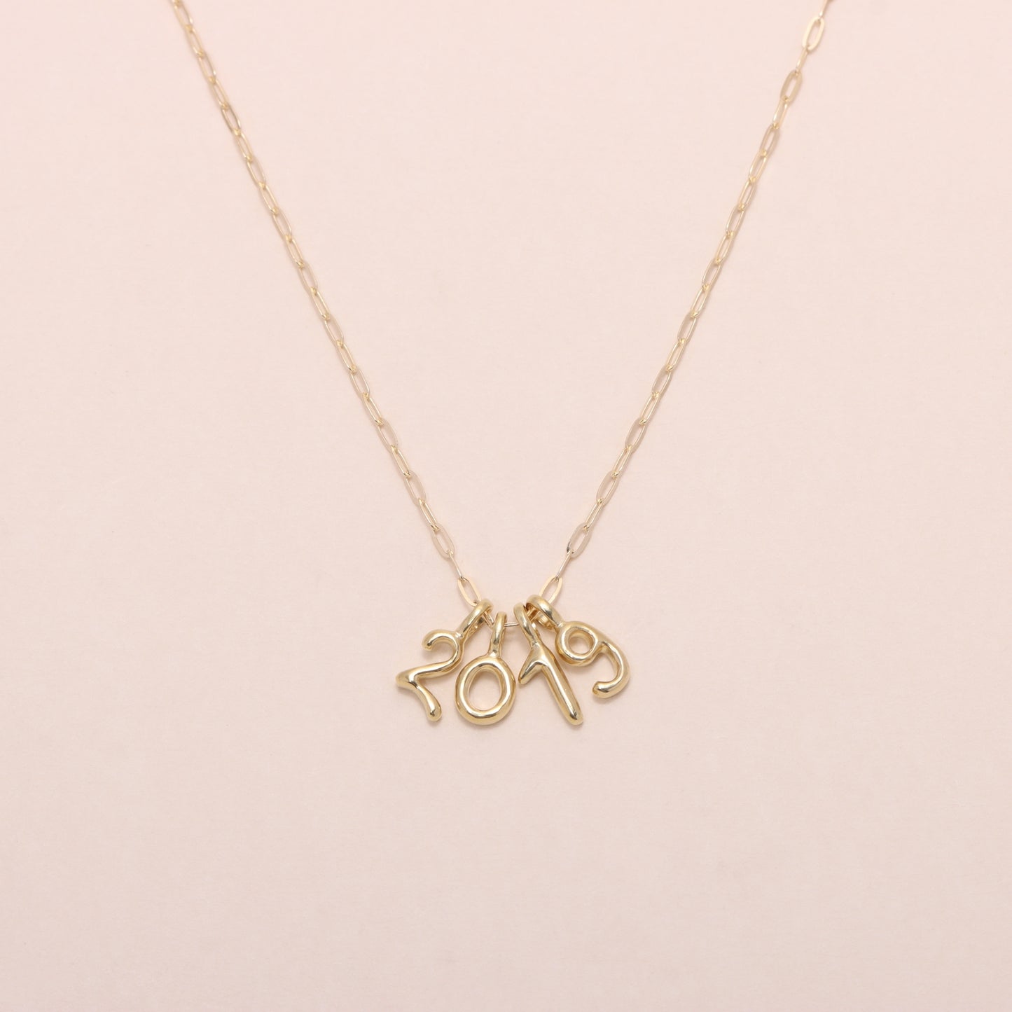 Lucky Number Charm Necklace 14K Solid Gold
