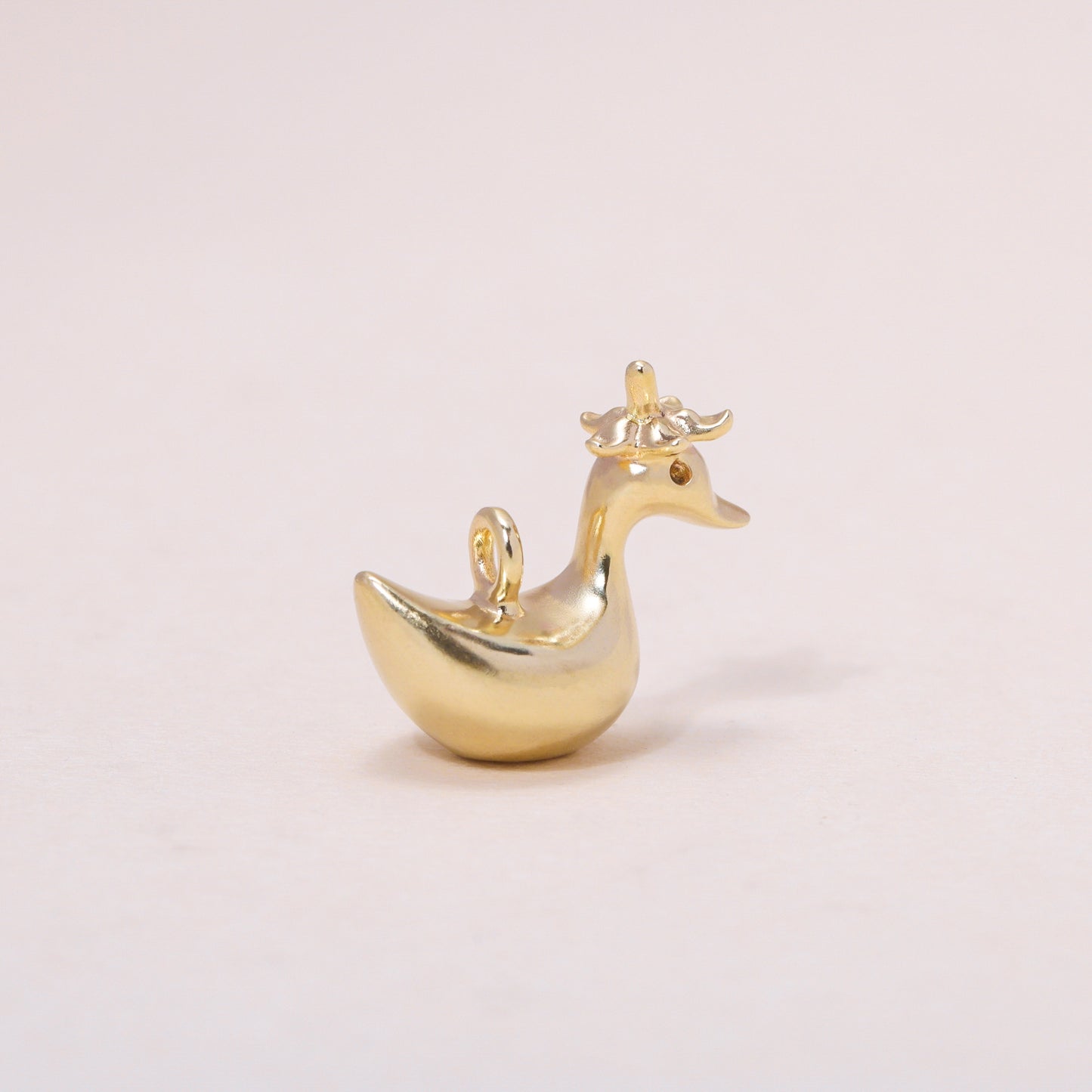 Baby Flower Hat Duckling Charm Necklace 14K Solid Gold