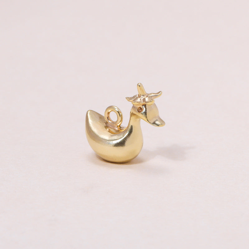 Baby Flower Hat Duckling Hoop Earrings 14K Solid Gold