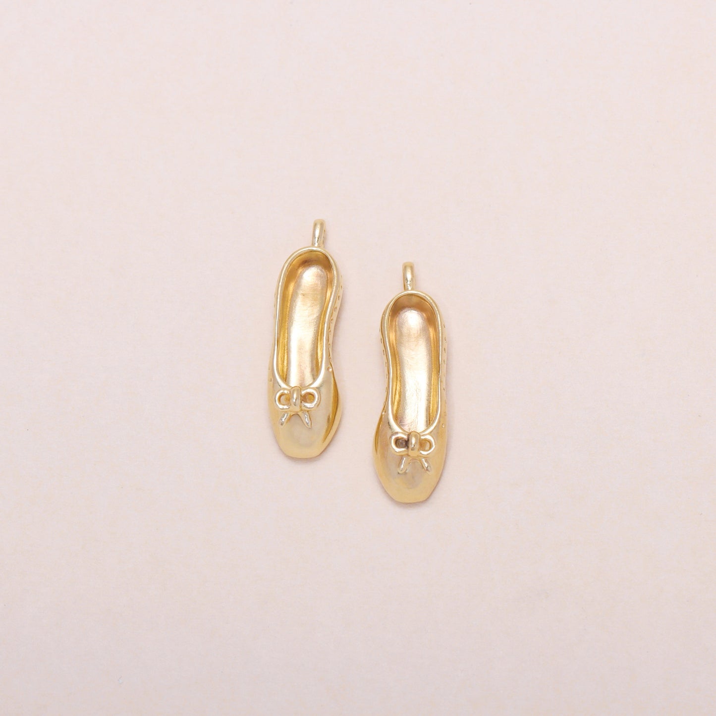 Ballet Shoes Charm Necklace 14K Solid Gold