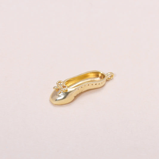 Ballet Shoes Charm Necklace 14K Solid Gold