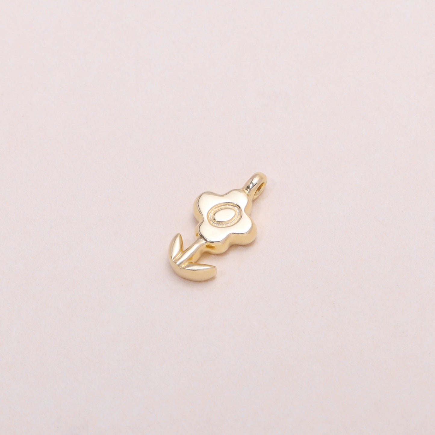 Blossoming Flower Charm Necklace 14K Solid Gold