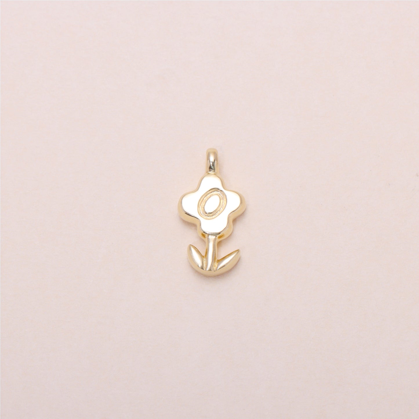 Blossoming Flower Charm Necklace 14K Solid Gold