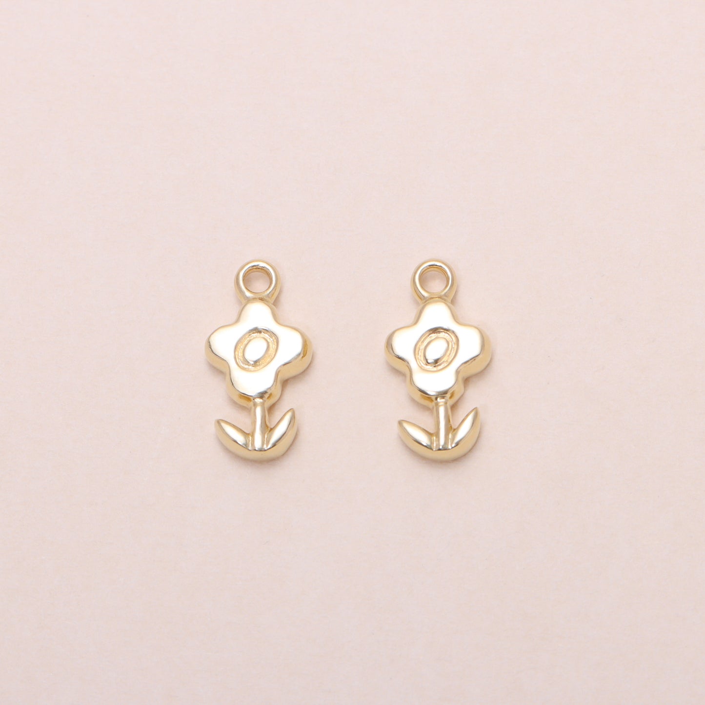 Blossoming Flower Hoop Earrings 14K Solid Gold