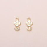 Blossoming Flower Hoop Earrings 14K Solid Gold