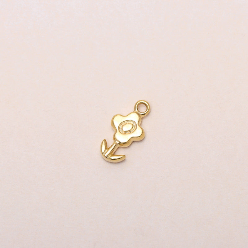 Blossoming Flower Hoop Earrings 14K Solid Gold