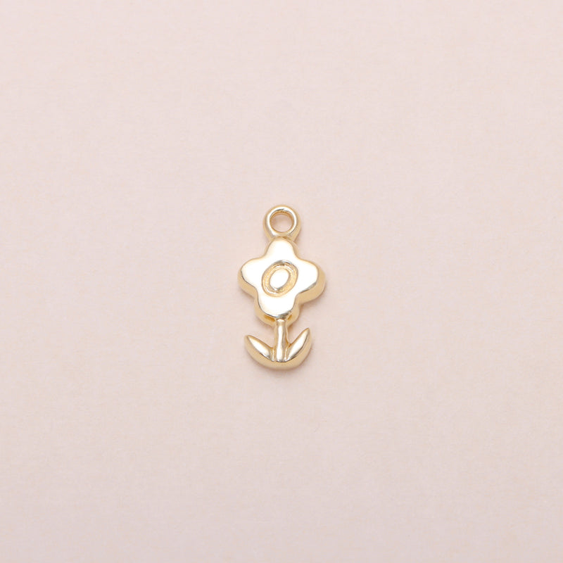 Blossoming Flower Hoop Earrings 14K Solid Gold