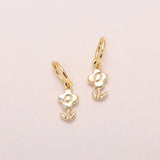 Blossoming Flower Hoop Earrings 14K Solid Gold