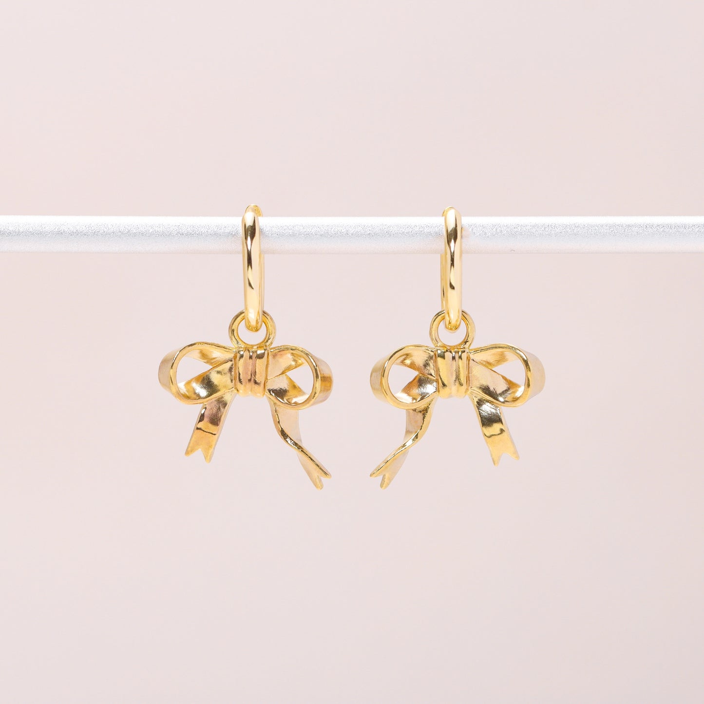 Bow Hoop Earrings 14K Solid Gold