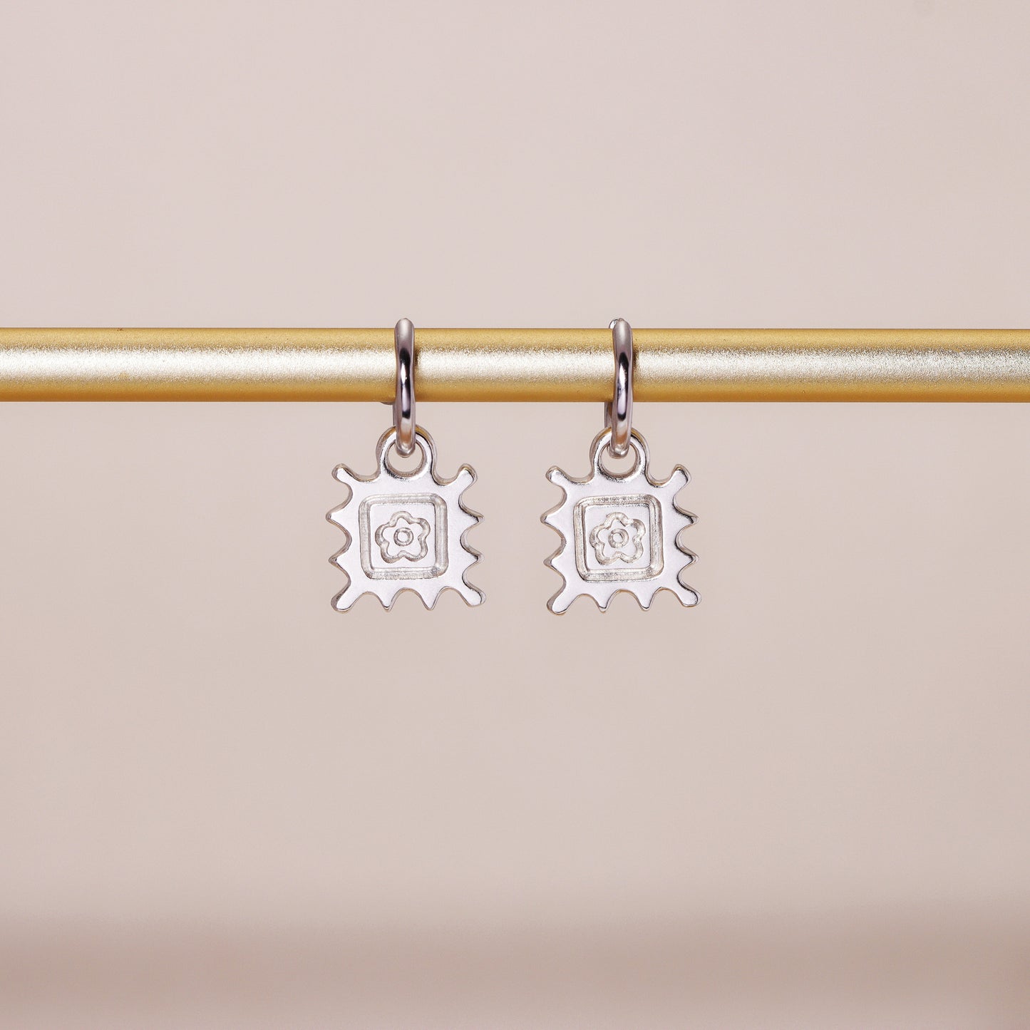 Flower Stamp Hoop Earrings
