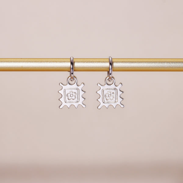 Flower Stamp Hoop Earrings