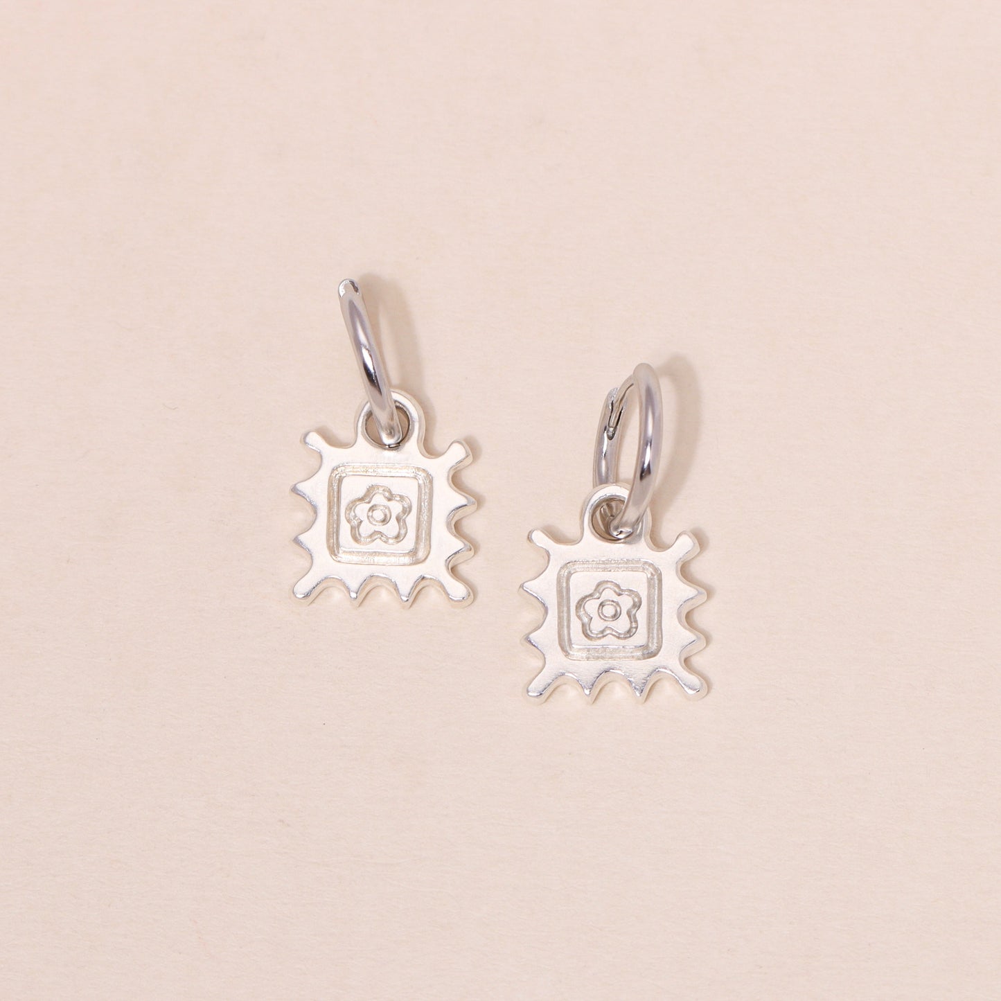 Flower Stamp Hoop Earrings