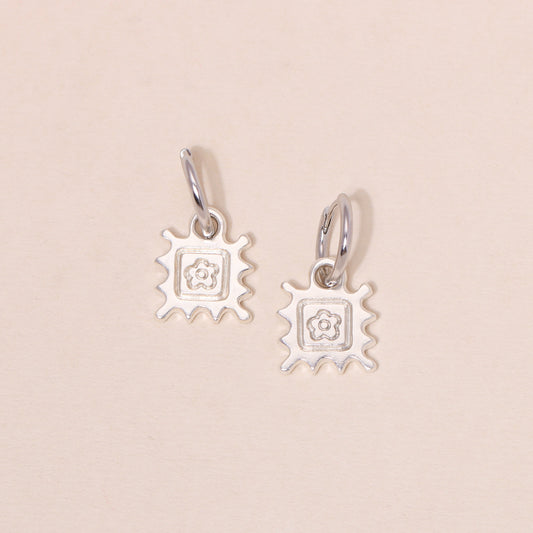 Flower Stamp Hoop Earrings