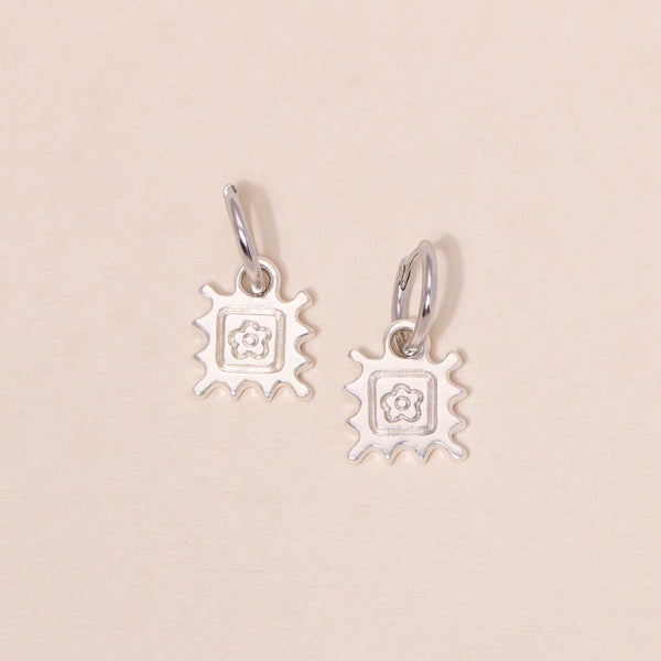 Flower Stamp Hoop Earrings