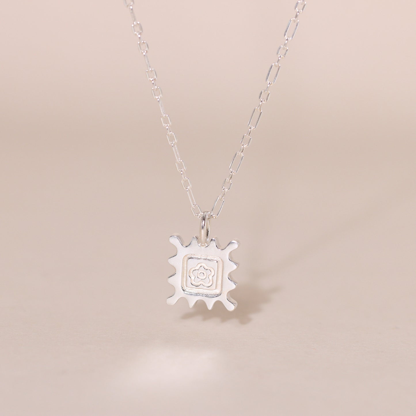 Flower Stamp Charm Necklace