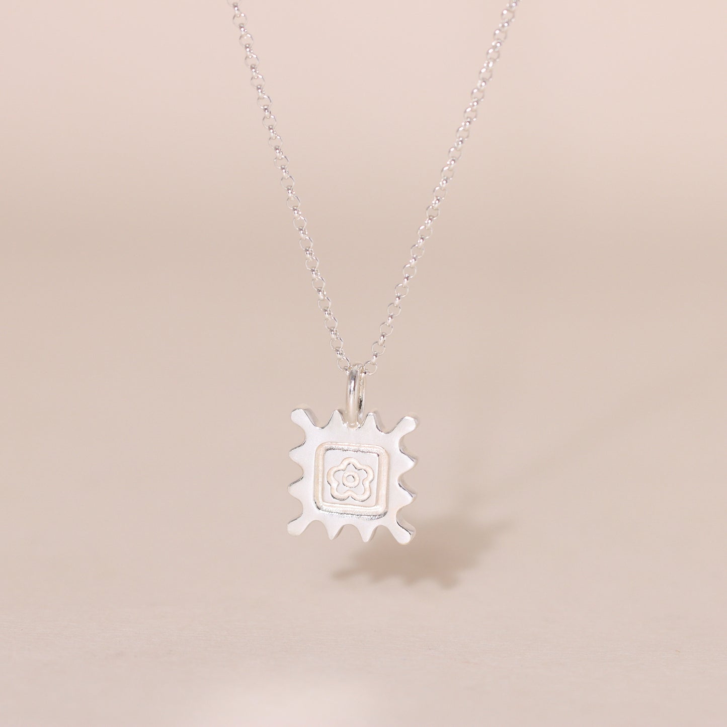 Flower Stamp Charm Necklace