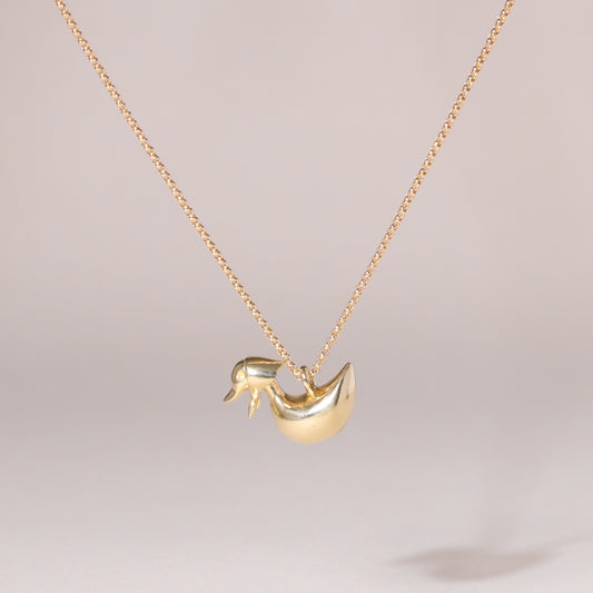 Foulard Duckling Charm Necklace 14K Solid Gold