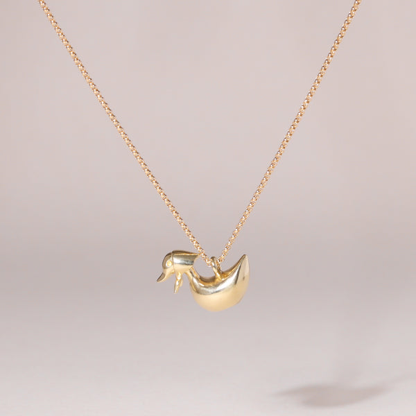 Foulard Duckling Charm Necklace 14K Solid Gold