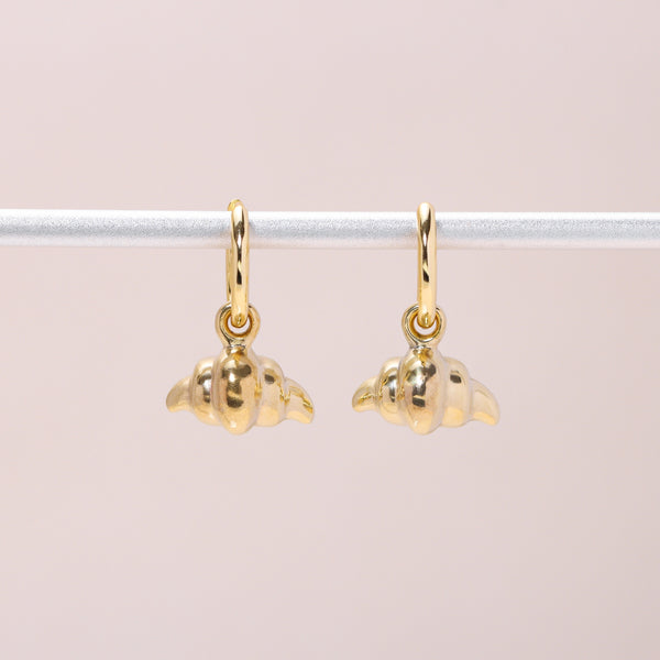 Freshly-Baked Croissant Hoop Earrings 14K Solid Gold