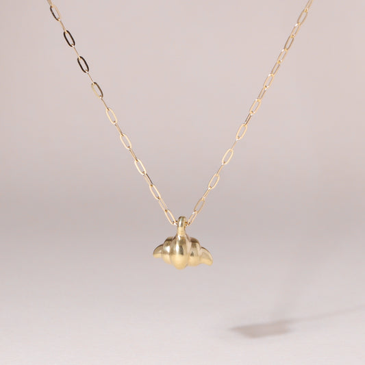 Freshly-Baked Croissant Charm Necklace 14K Solid Gold
