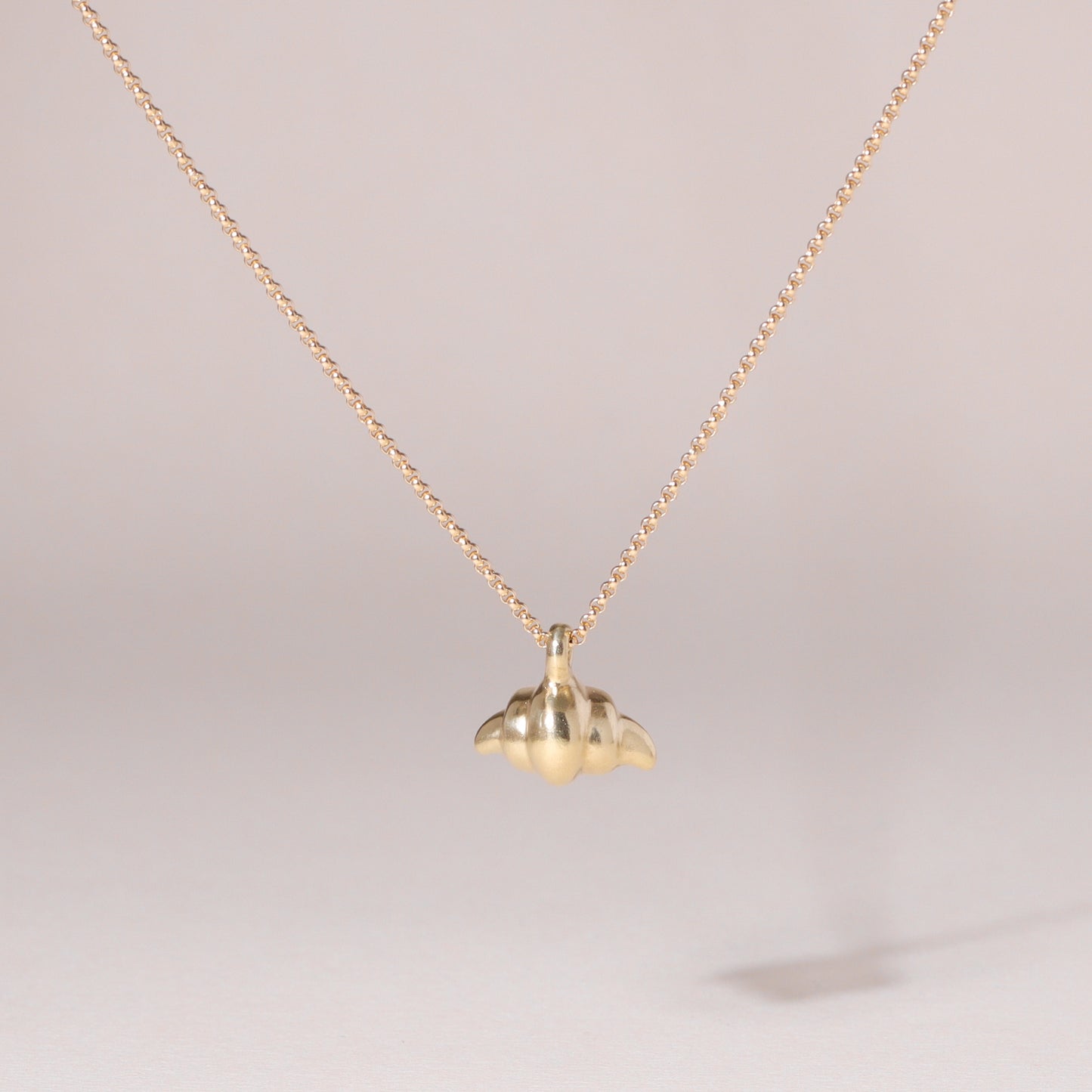 Freshly-Baked Croissant Charm Necklace 14K Solid Gold