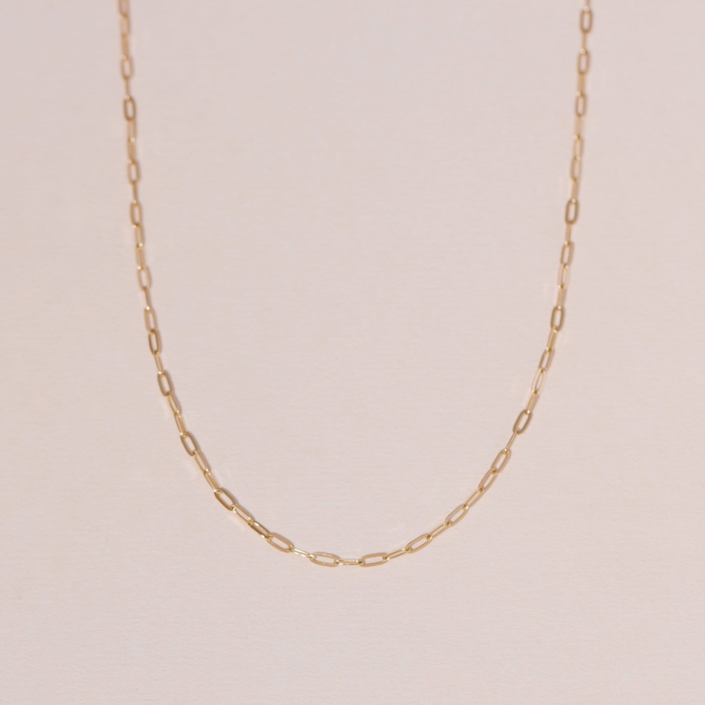14K Solid Gold Paper Clip Chain Necklace