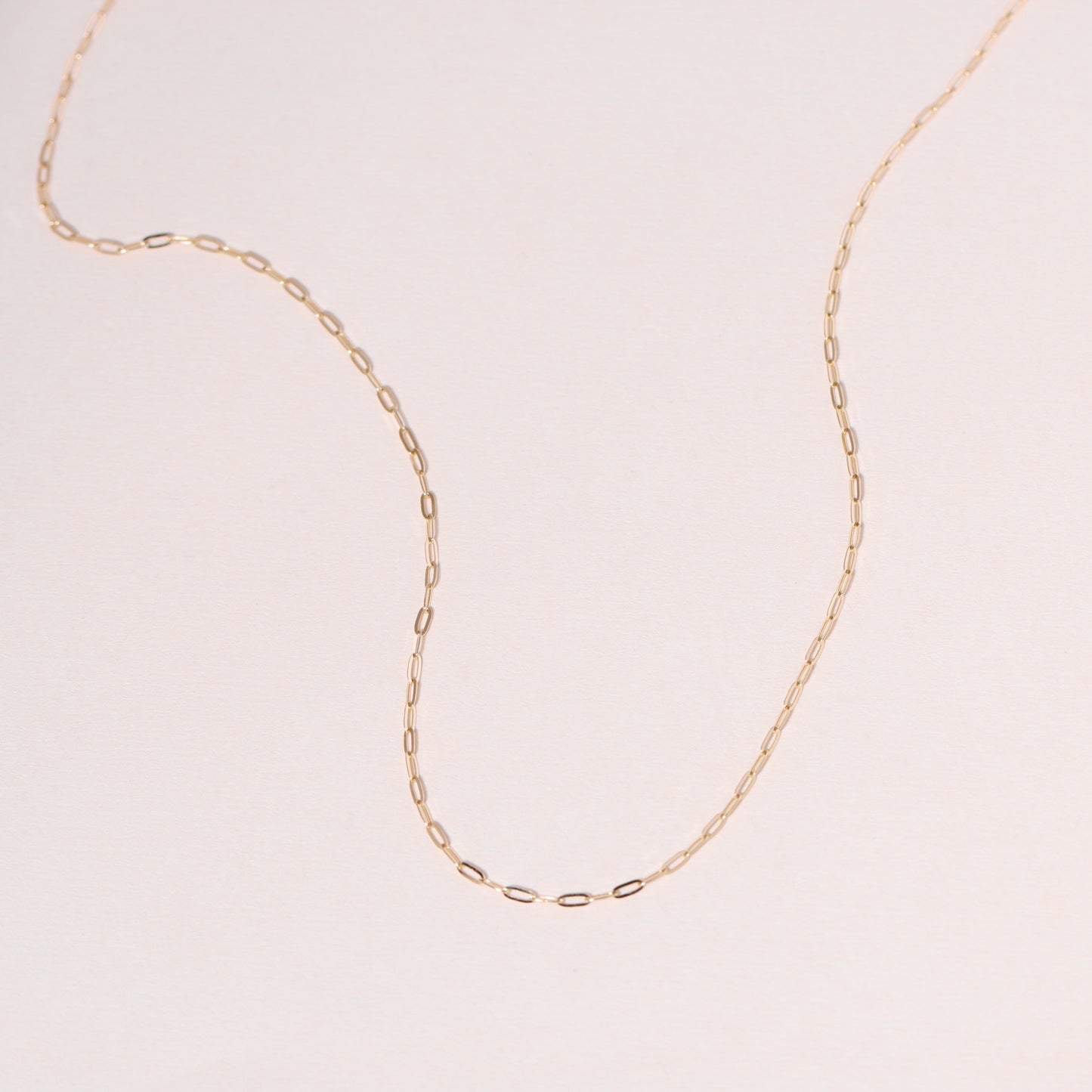 14K Solid Gold Paper Clip Chain Necklace