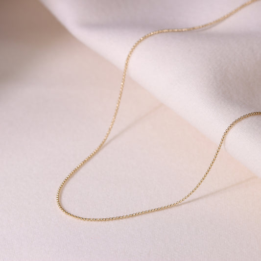 14K Solid Gold Rolo Chain Necklace