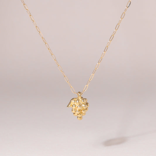 Grape Charm Necklace 14K Solid Gold