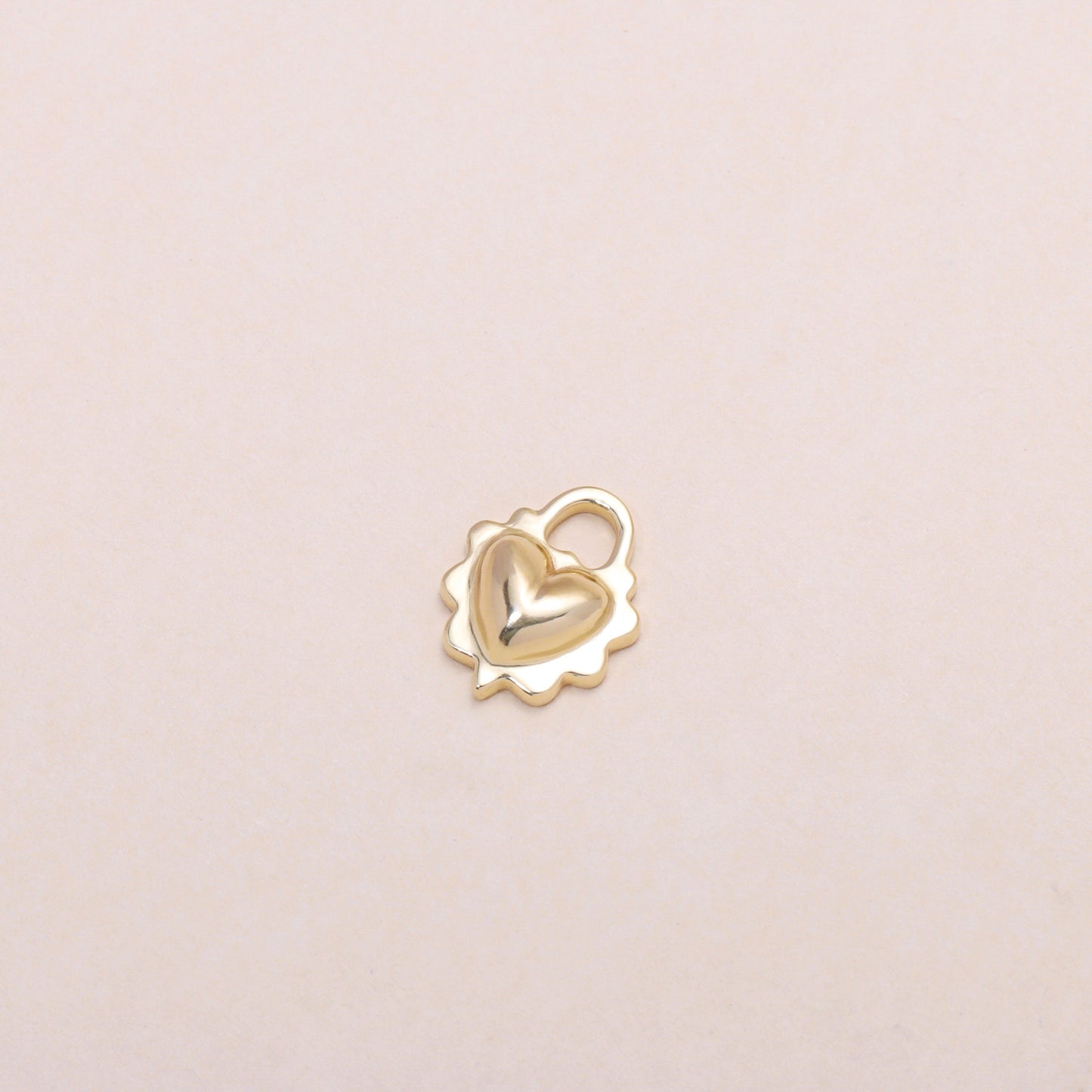 Ruffled Love Heart Hoop Earrings 14K Solid Gold